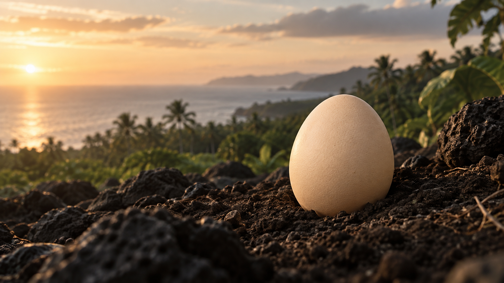 海南晨光与淡黄色鸡蛋
